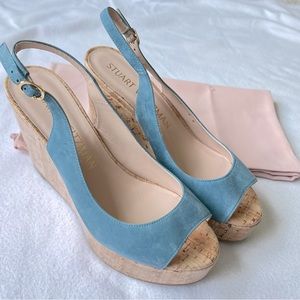 Stuart Weitzman Blue Wedge Sandals
